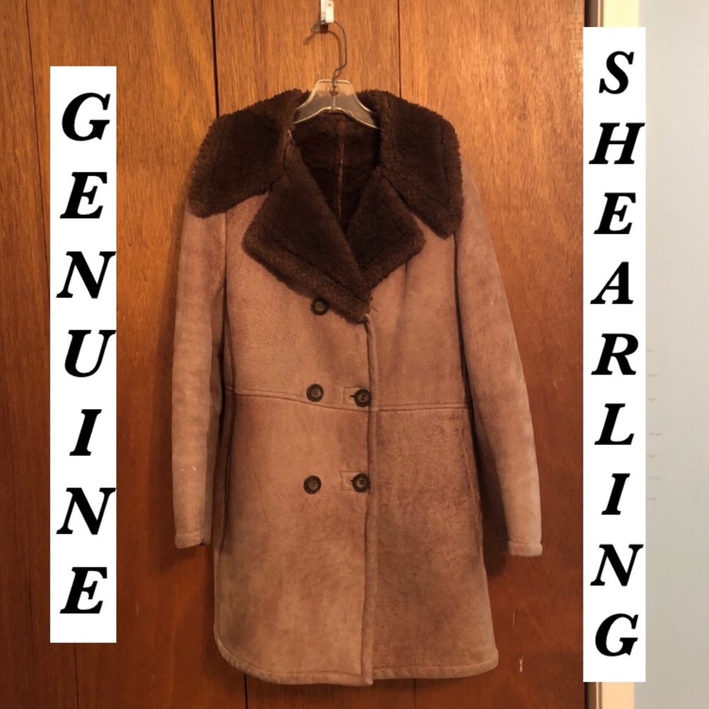 Vintage brown genuine shearling coat